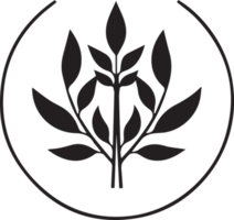 main tiré ancien feuille et fleur logo dans plat style png