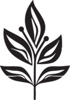 main tiré ancien feuille et fleur logo dans plat style png