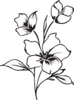 main tiré ancien feuille et fleur logo dans plat style png