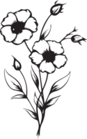 main tiré ancien feuille et fleur logo dans plat style png