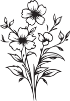 hand dragen årgång blad och blomma logotyp i platt stil png