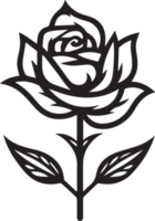 Hand Drawn vintage rose logo in flat style png