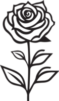 Hand Drawn vintage rose logo in flat style png