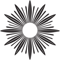 Hand Drawn vintage shining sun logo in flat style png