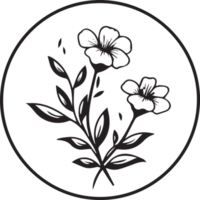 hand- getrokken wijnoogst blad en bloem logo in vlak stijl png