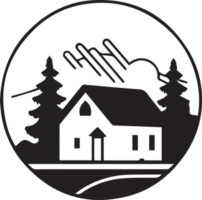Hand Drawn vintage house logo in flat style png