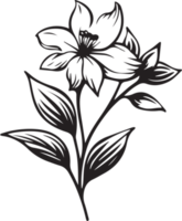 Hand gezeichnet Jahrgang Blatt und Blume Logo im eben Stil png