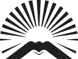 Hand Drawn vintage shining sun logo in flat style png