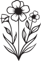 main tiré ancien feuille et fleur logo dans plat style png