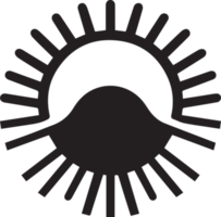 Hand Drawn vintage shining sun logo in flat style png