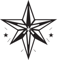 Hand Drawn vintage star logo in flat style png