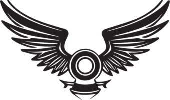 Hand Drawn vintage wings logo in flat style png