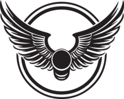 Hand Drawn vintage wings logo in flat style png