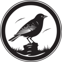 mão desenhado vintage pássaro logotipo dentro plano estilo png