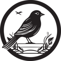 Hand Drawn vintage bird logo in flat style png