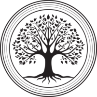 mão desenhado vintage árvore logotipo dentro plano estilo png