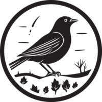 Hand Drawn vintage bird logo in flat style png