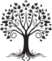 Hand Drawn vintage tree logo in flat style png