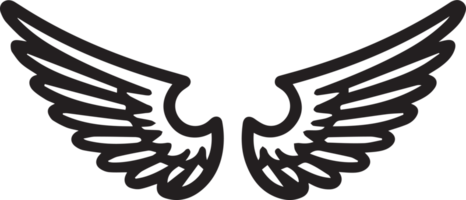 Hand Drawn vintage wings logo in flat style png