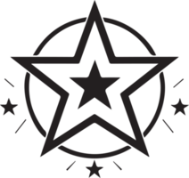 mão desenhado vintage Estrela logotipo dentro plano estilo png