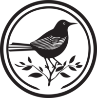 Hand Drawn vintage bird logo in flat style png