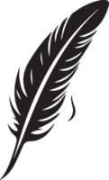 Hand Drawn vintage feather logo in flat style png