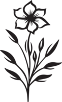 main tiré ancien feuille et fleur logo dans plat style png