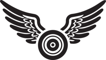 Hand Drawn vintage wings logo in flat style png