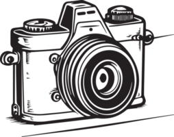 Hand gezeichnet Jahrgang Kamera Logo im eben Stil png