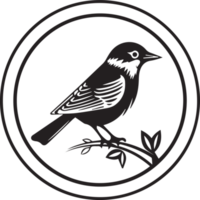 Hand Drawn vintage bird logo in flat style png