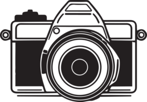 mão desenhado vintage Câmera logotipo dentro plano estilo png