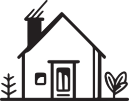 hand dragen årgång hus logotyp i platt stil png