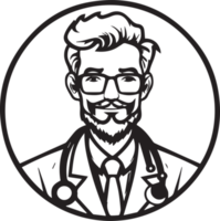 Hand Drawn vintage doctor logo in flat style png