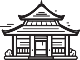 Hand Drawn minimalist Japanese house logo in flat style png