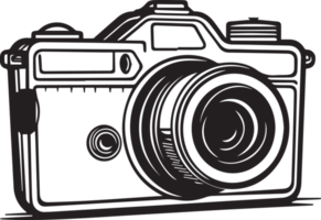 hand- getrokken wijnoogst camera logo in vlak stijl png