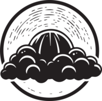 main tiré ancien nuage logo dans plat style png