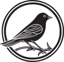 Hand Drawn vintage bird logo in flat style png