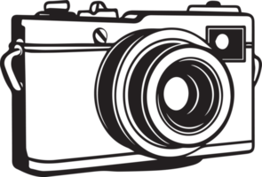 Hand Drawn vintage camera logo in flat style png