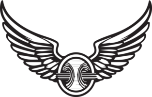 Hand Drawn vintage wings logo in flat style png