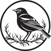 Hand Drawn vintage bird logo in flat style png