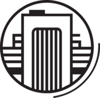 minimalistische gebouw logo in vlak stijl png