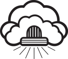mão desenhado vintage nuvem logotipo dentro plano estilo png