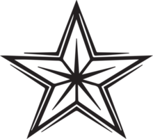 hand dragen årgång stjärna logotyp i platt stil png