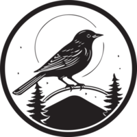 Hand gezeichnet Jahrgang Vogel Logo im eben Stil png