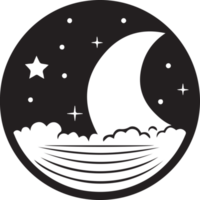 Hand Drawn vintage moon logo in flat style png