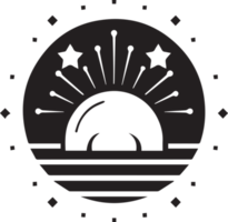 Hand Drawn vintage moon logo in flat style png