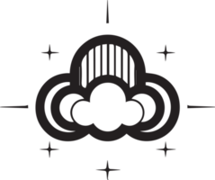 main tiré ancien nuage logo dans plat style png