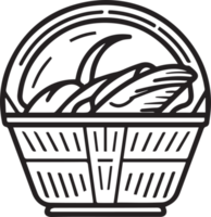 mão desenhado vintage pão e cesta logotipo dentro plano estilo png