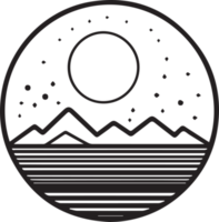 Hand Drawn vintage moon logo in flat style png