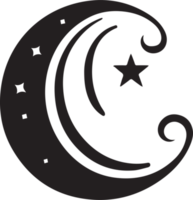 Hand gezeichnet Jahrgang Mond Logo im eben Stil png